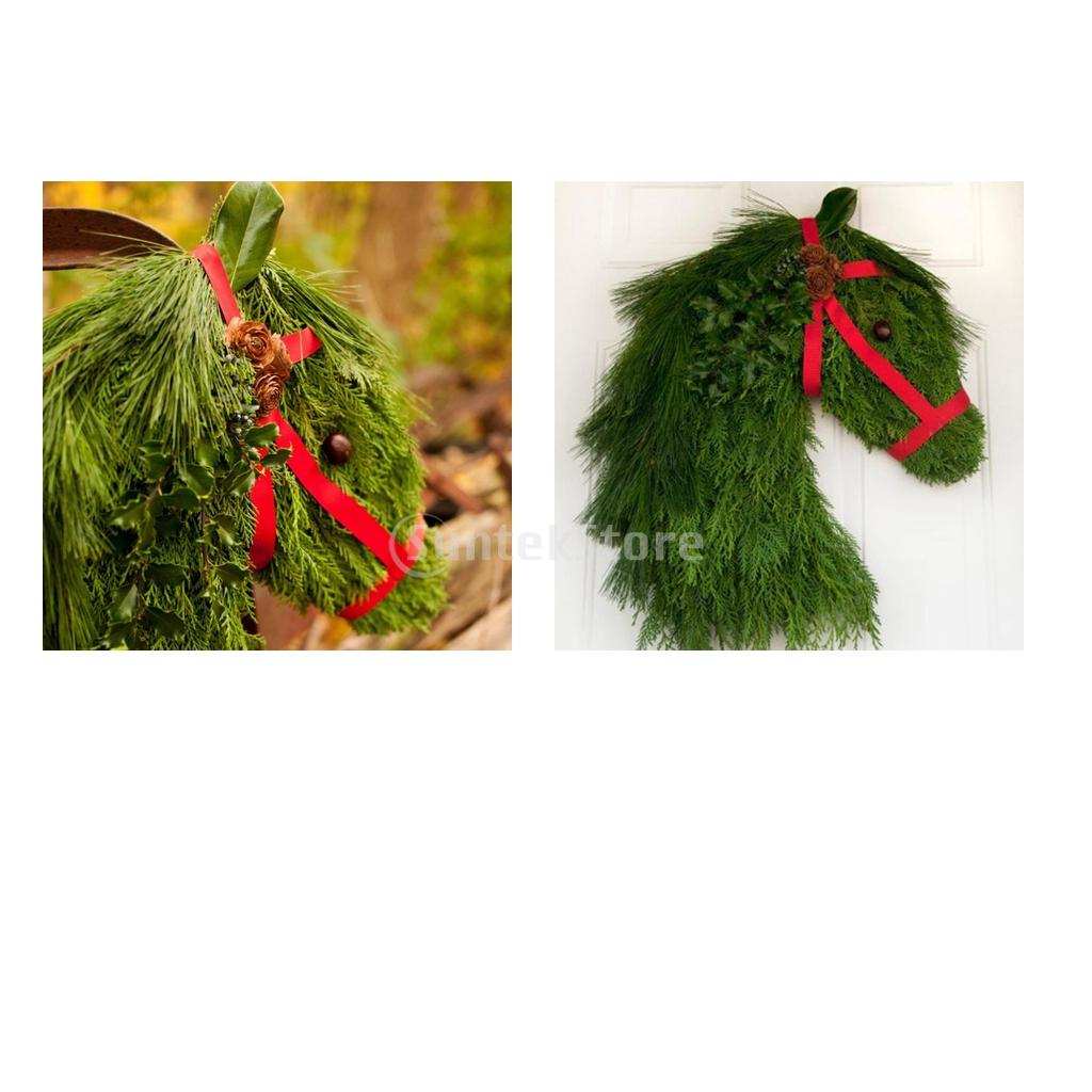 2x Horse Head Wreath Xmas Decor Artificial Wreath Kitchen Festival Decor for Front Door