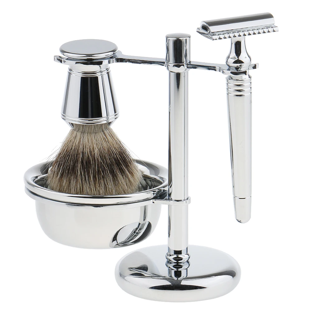 Removable Men Classic Shaving Tool Set +Brush+Stand Weighted Base+Bowl
