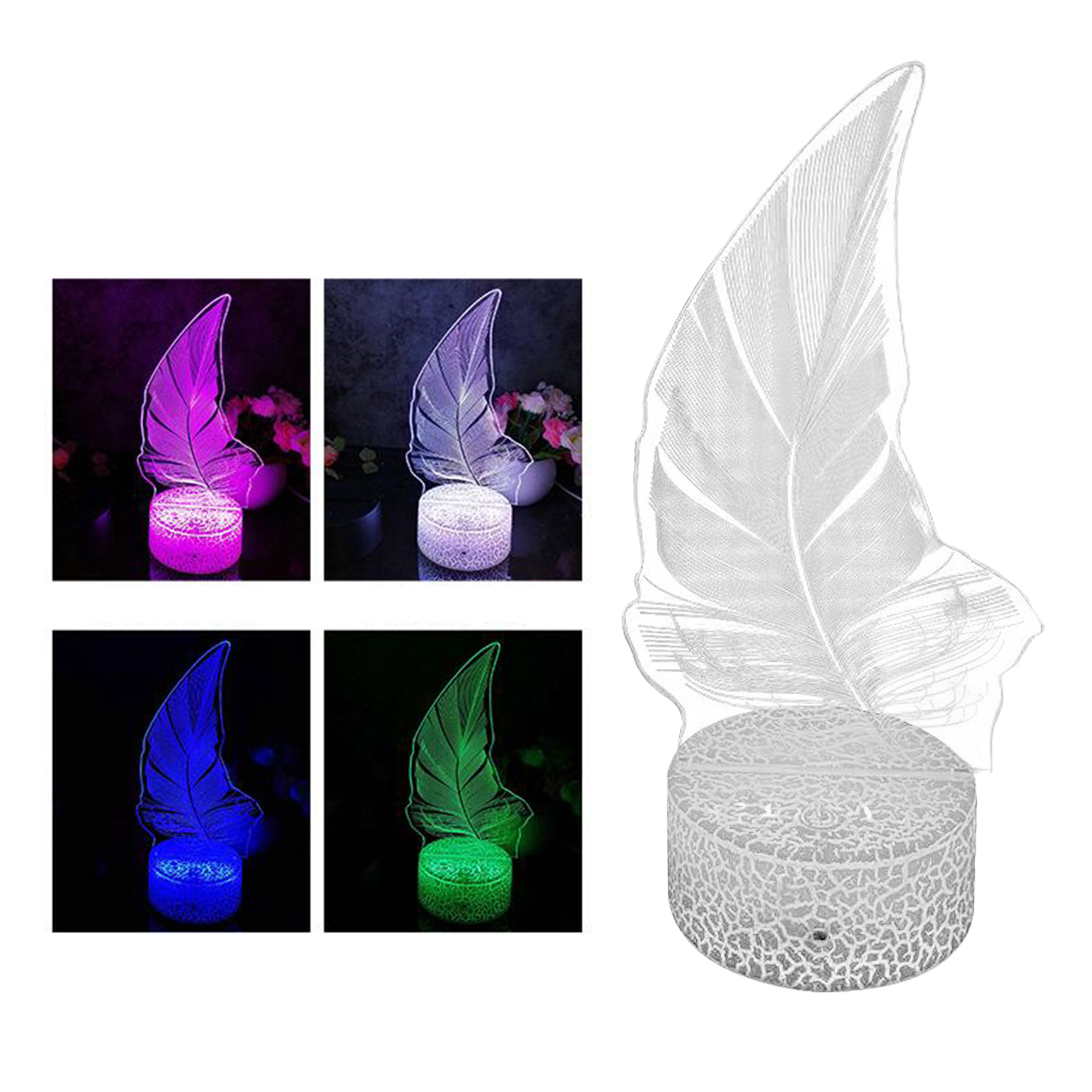 Plant Night Light 3D Illusion Lamp, USB LED Desk Table Lamp 7 Color Changing Touch Sensor Nightlight for Kids Birthday Gifts