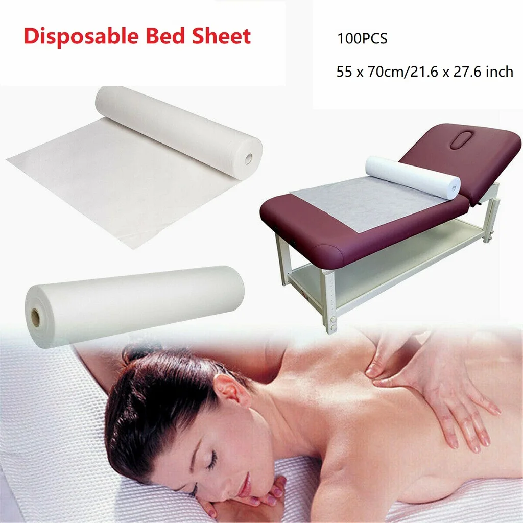 100Pcs/Roll Spa Bed Sheets, Disposable Massage Table Sheet Non-woven Fabric