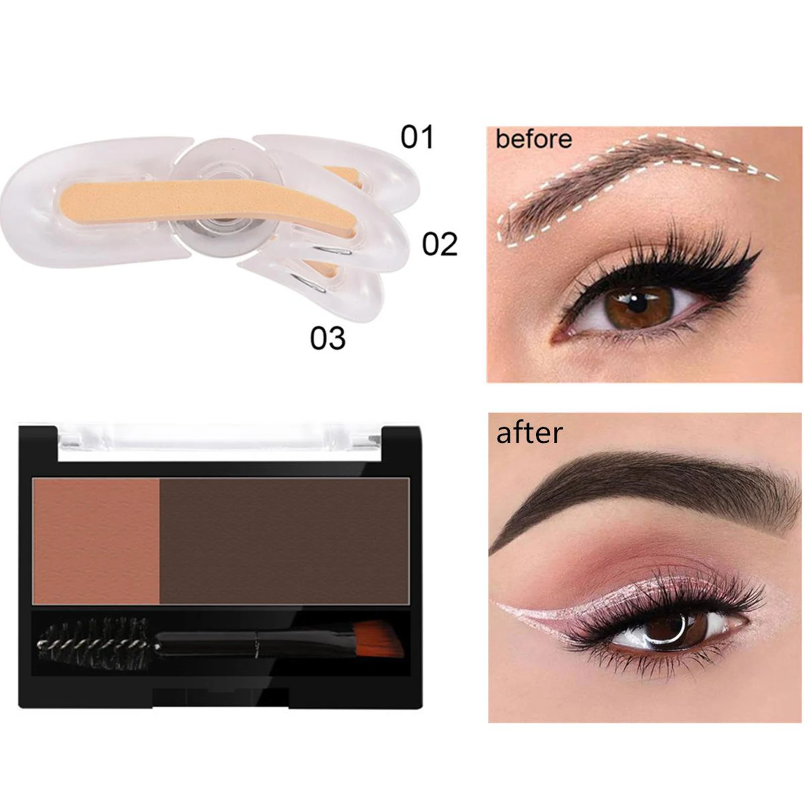 Adjustable Eyebrow Template Stamp Sponge Stencils Eye Makeup Natural Brow Type Quick Make Up Seal Cream Professional Eyebrow