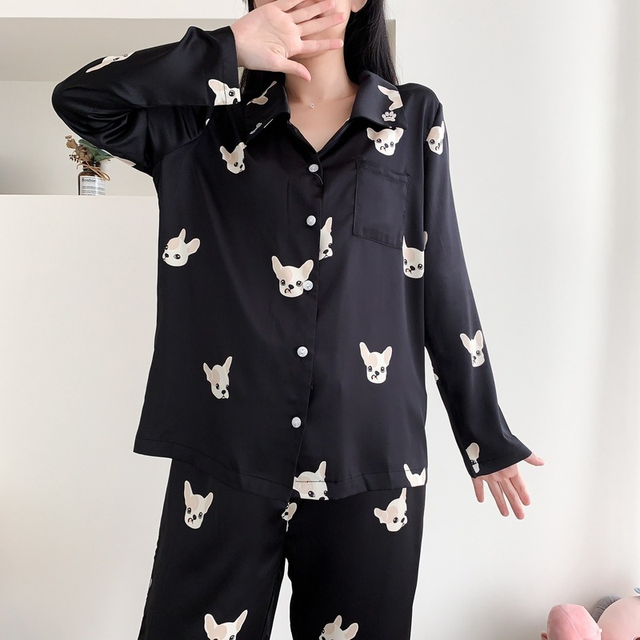 Womens Two Piece Pant Spring Autumn Summer Ice Silk Printed Letter Pajamas  Ladies Home Service Two Piece Suit Lady Sleepwear From Jh918, $49.17