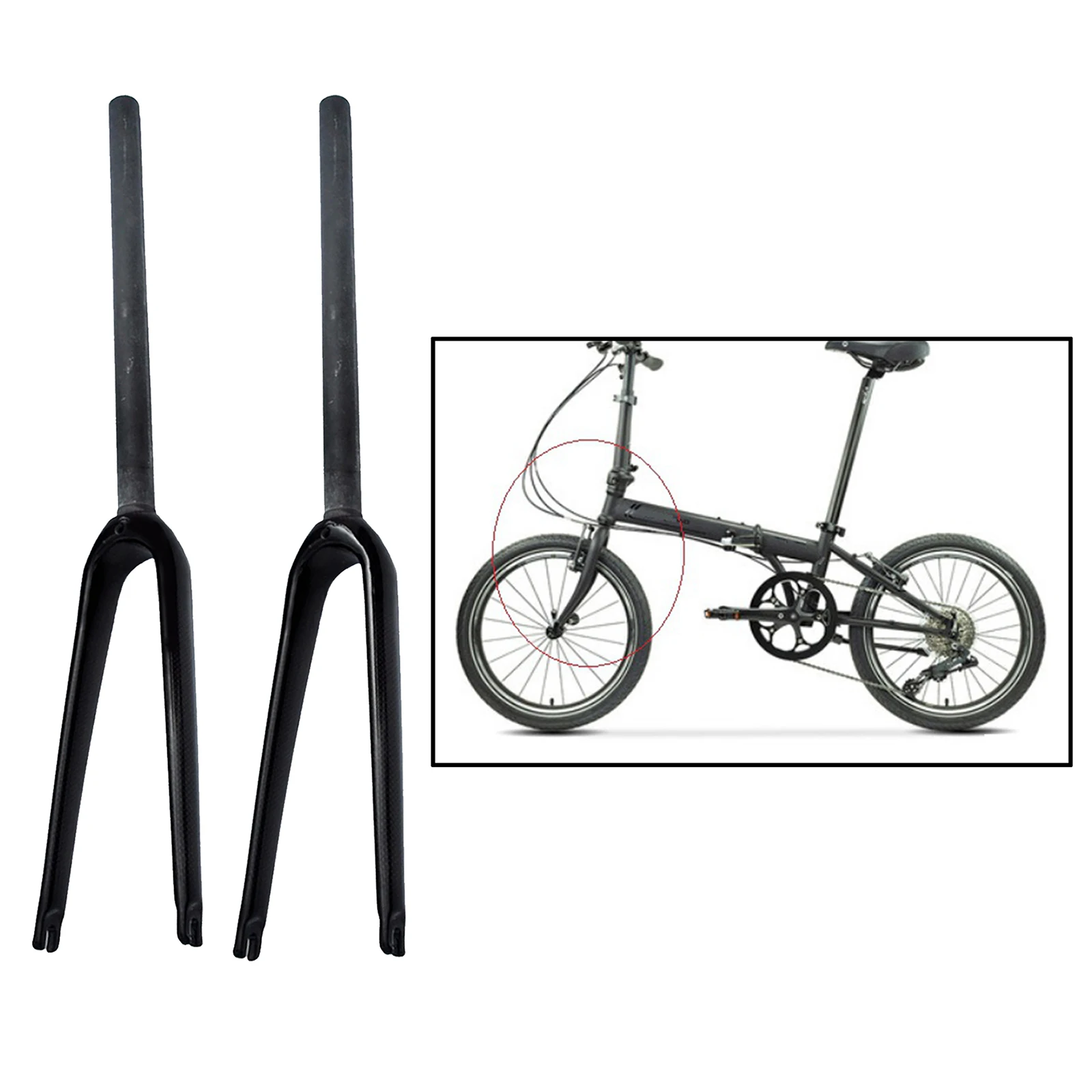 Deluxe 20 inch Rigid Fork Folding Bicycle MTB Road Cruiser Bike V-Brake Mounted 1-1/8 `` Replacement Fork Component Black