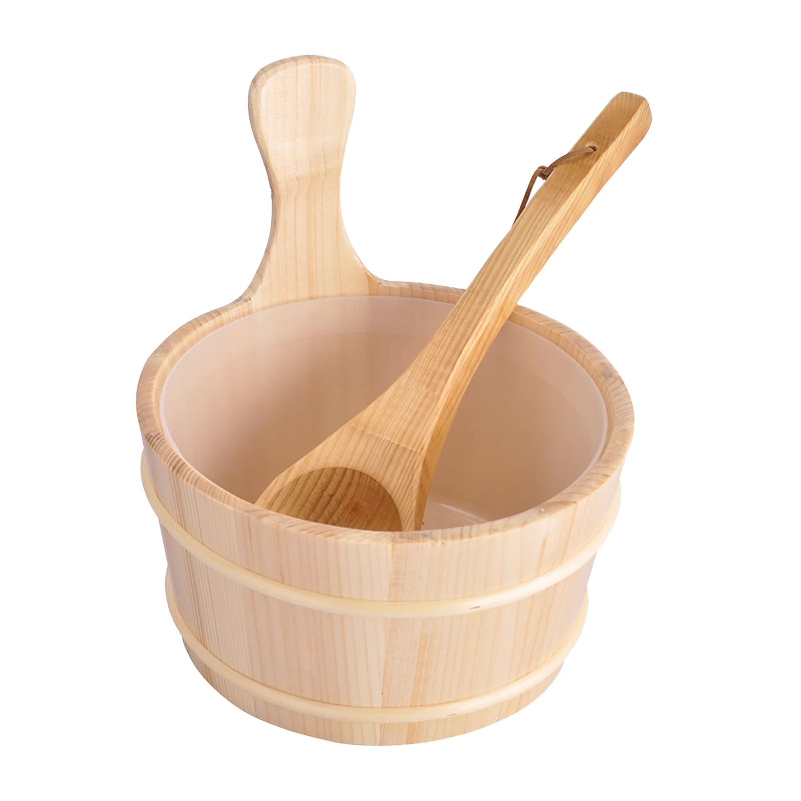 4L Sauna Large Capacity Wooden Bucket And Ladle Kit Steaming Bathroom Equipment Accessories For Sauna Room Tools