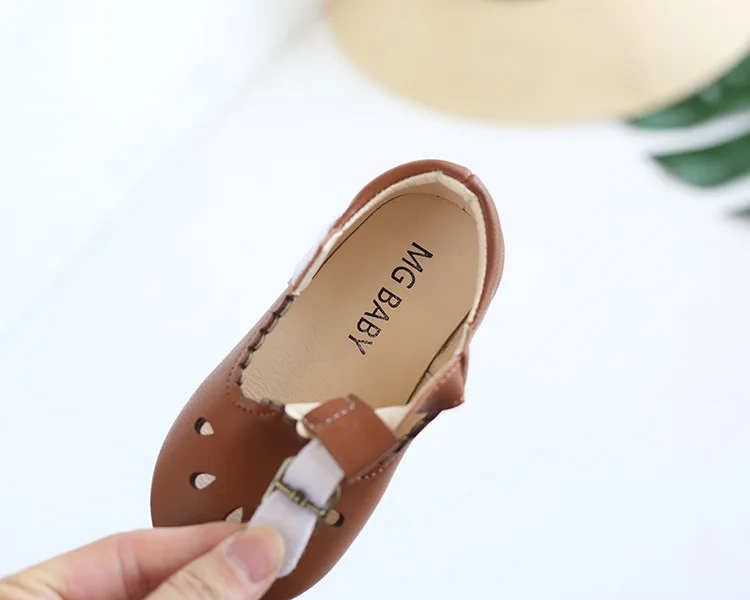 comfortable sandals child HoneyCherry Summer new leather shoes retro hollow children's soft bottom peas shoes toddler girl shoes extra wide fit children's shoes