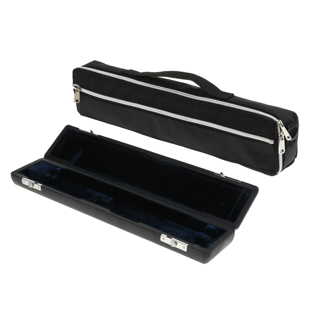 17 Hole Flute Wooden Carry Padded Case Box with Storage Gig Bag Handbag Cover Black