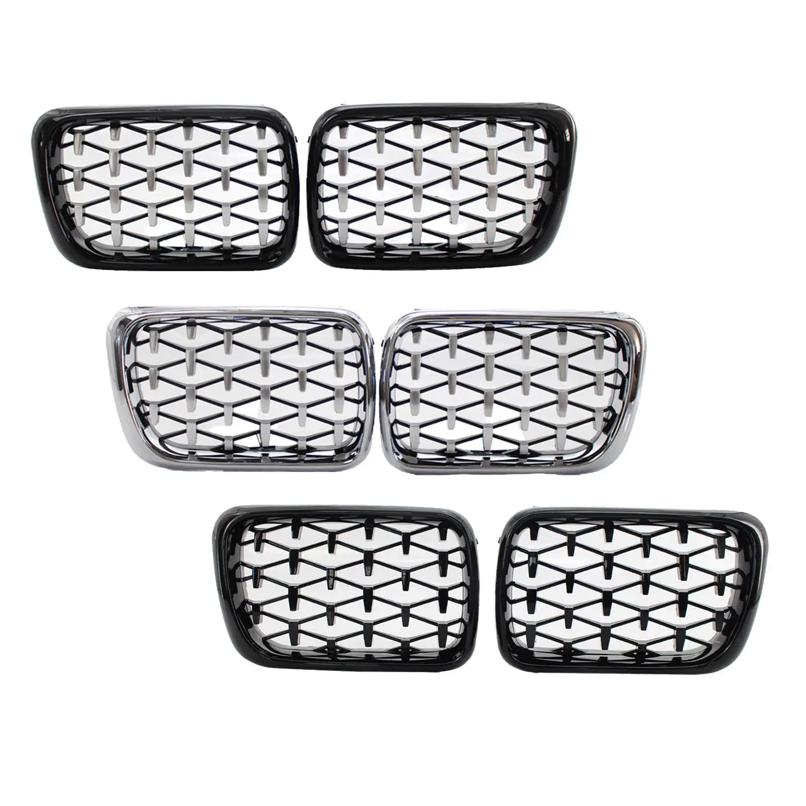 1Pair Auto Car Front Bumper Kidney Grill for  E36 3 Series 1997-1999, Complete kit, comes as a pair.