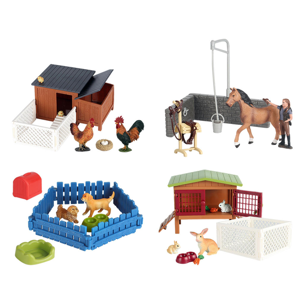 Simulation Farm Animal Model Poultry Micro Landscape Scene House Educational Kid Toy Gift