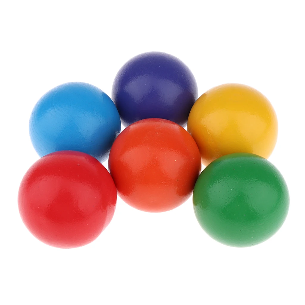 6 Colors Wooden Rainbow Balls Run Track Educational Blocks Toy