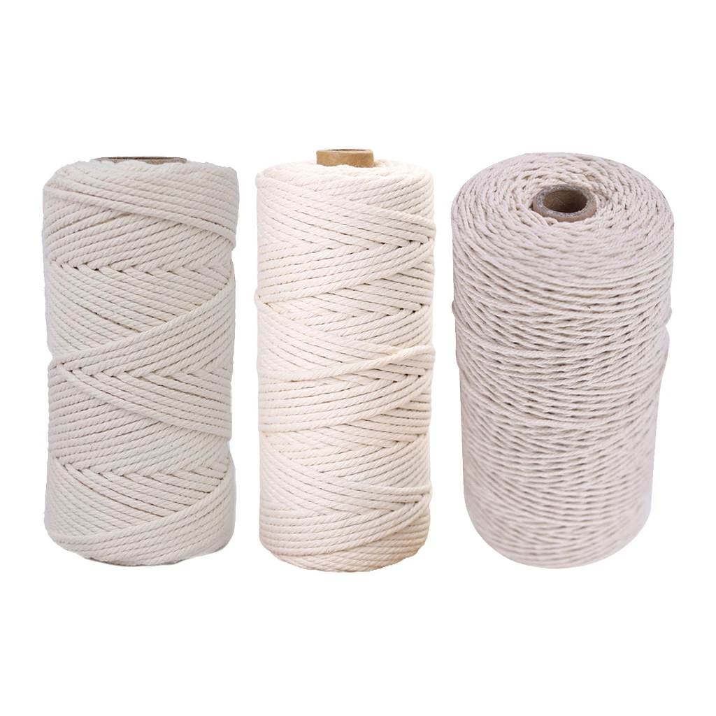 3mm 4mm 5mm Macrame Rope Twisted String Cotton Cord For Handmade Macrame Artisan Rope Craft Natural Rope DIY Home Wedding Gift