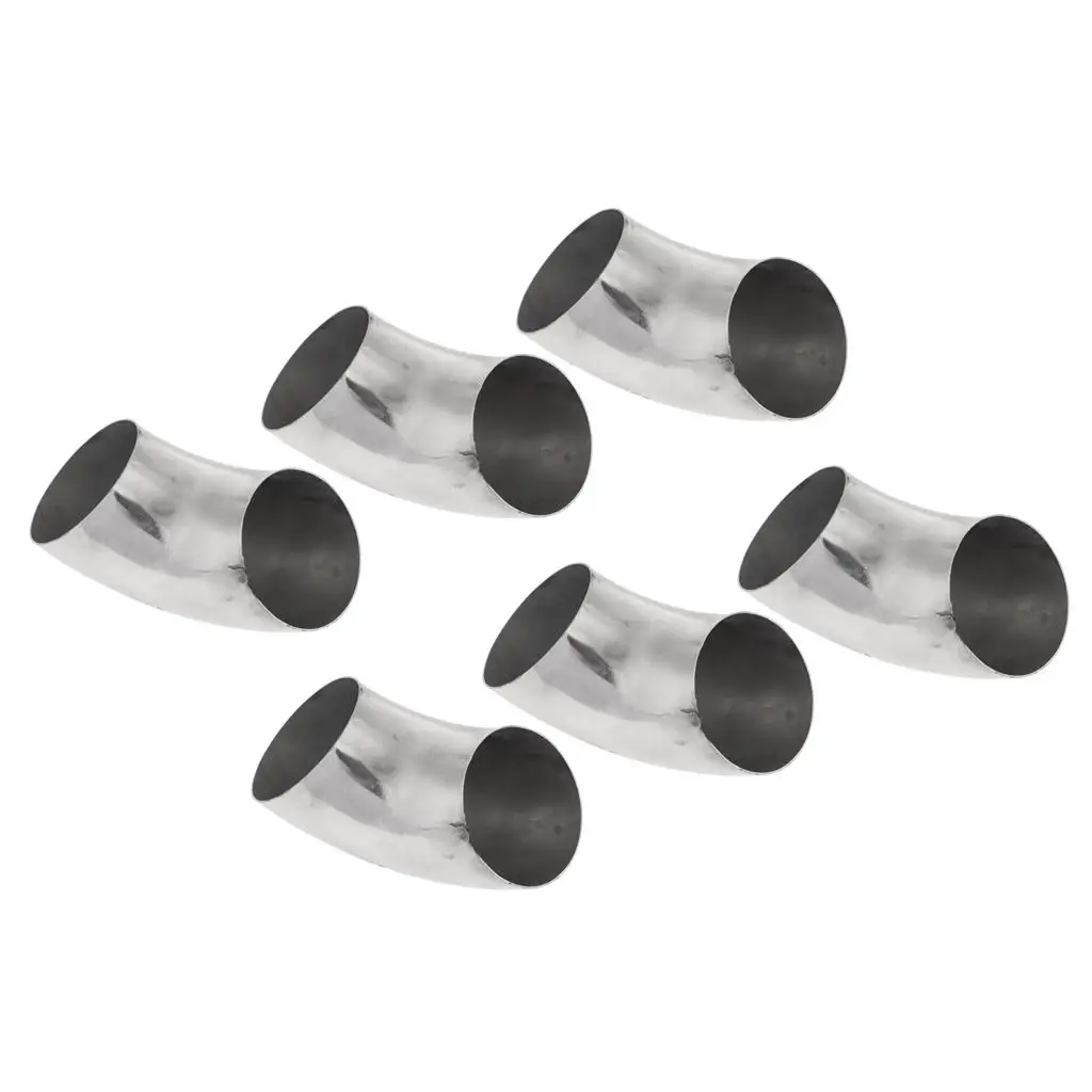 6 Pieces Stainless Steel Mandrel Exhaust Bends Tube Elbows 90 DEG 63MM 2.5 Inch
