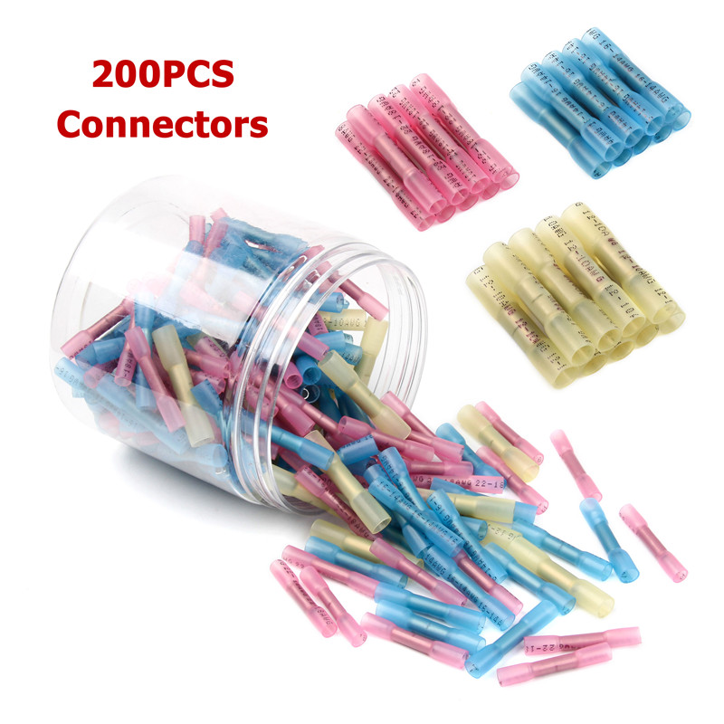 200PCS Schrumpf Terminals Butt Anschlüsse Crimpen Zange Wasserdichten Stecker Ratsche Zangen Vorisolierte HS-40J 23-10AWG – Detail 5