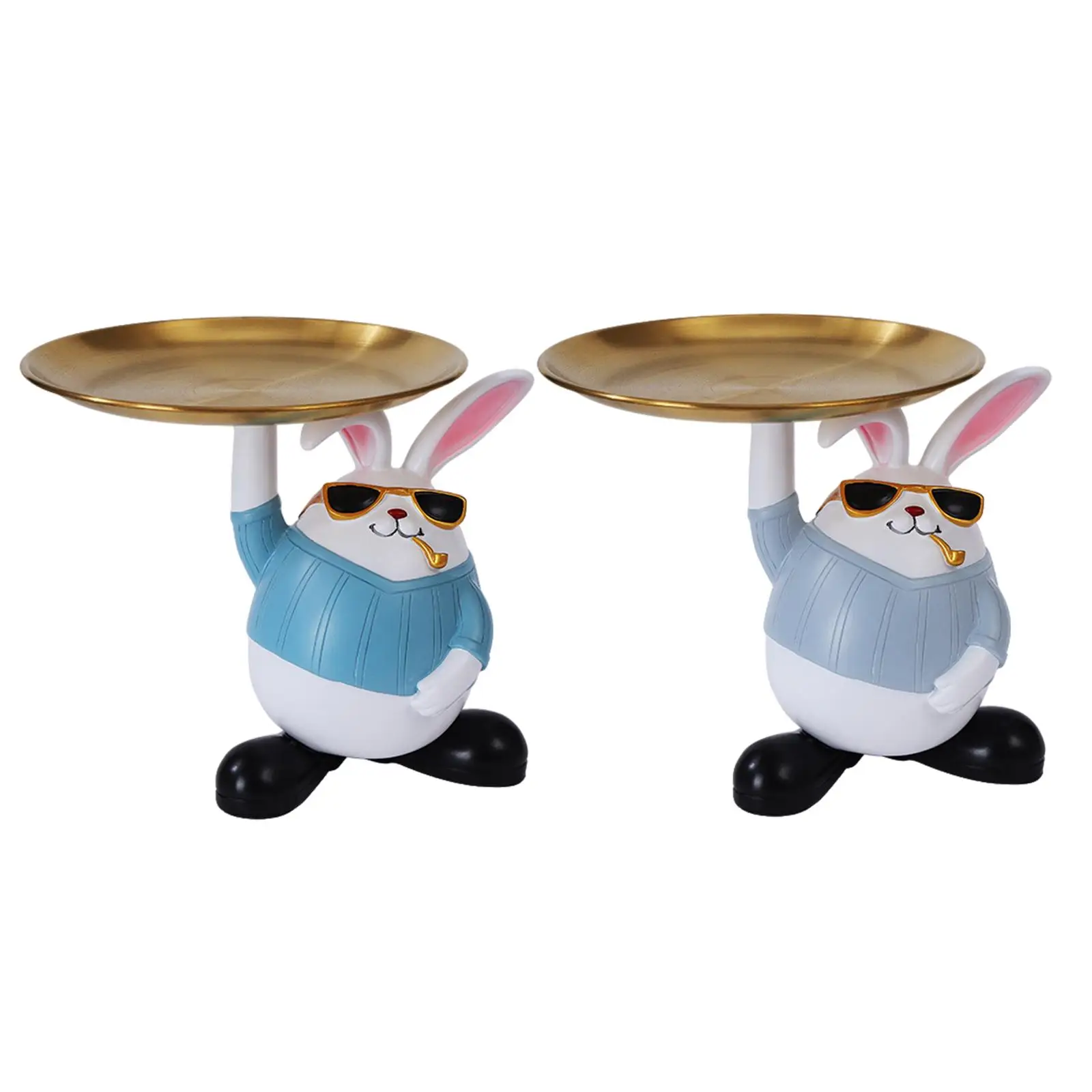 Creative Rabbit Storage Tray, Earrings Holder Jewelry Ring Tray Bunny Figurine Storage Box for Table Bar Home Party Decor