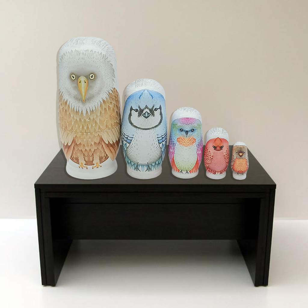 Owl Matryoshka Set Wooden Russian Nesting Dolls Home Decor Birthday Gift