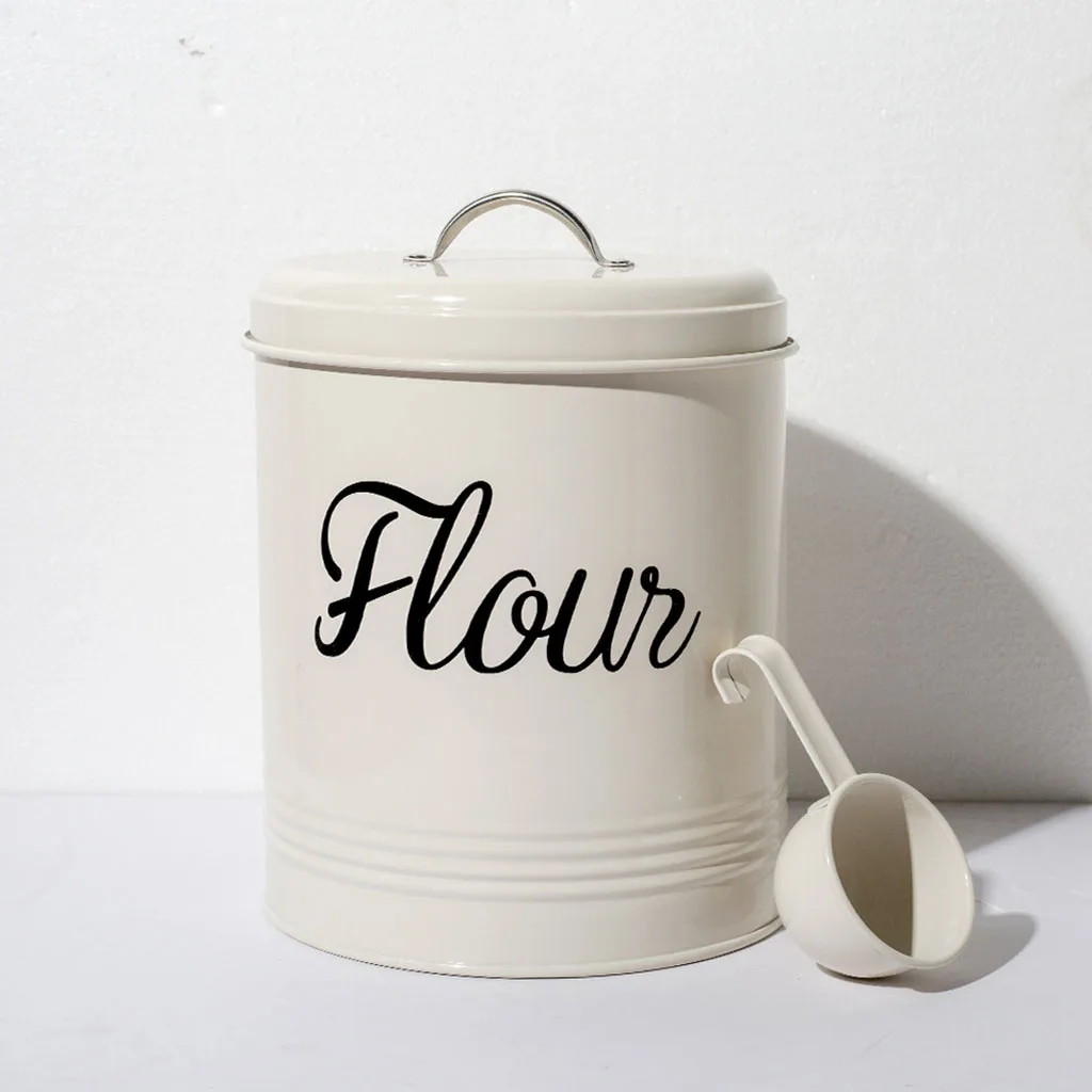 Metal Kitchen Food Flour Storage Tin Jar 5L Farmhouse Container