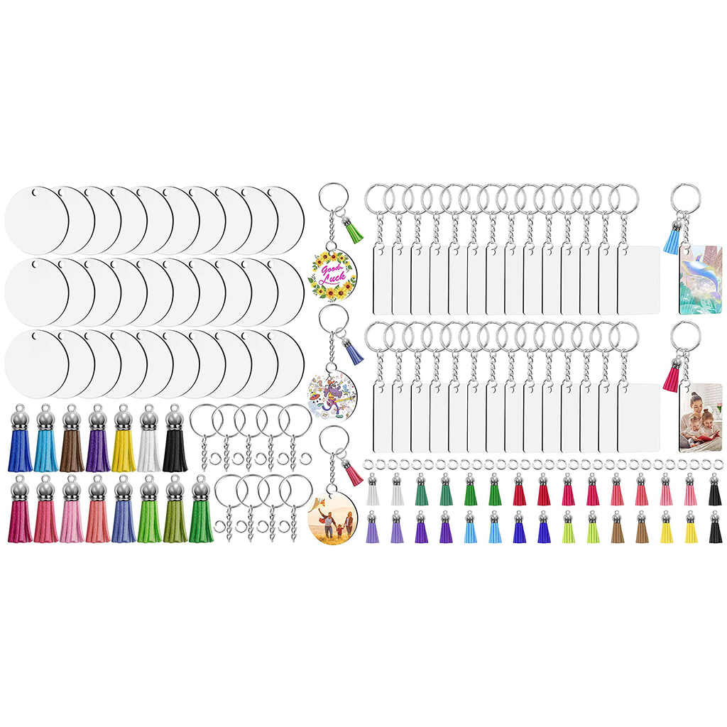 120 Pieces Keychain Blanks Decorative Car Ornament Creative Ornament Blanks Kit DIY Crafts for Graduation