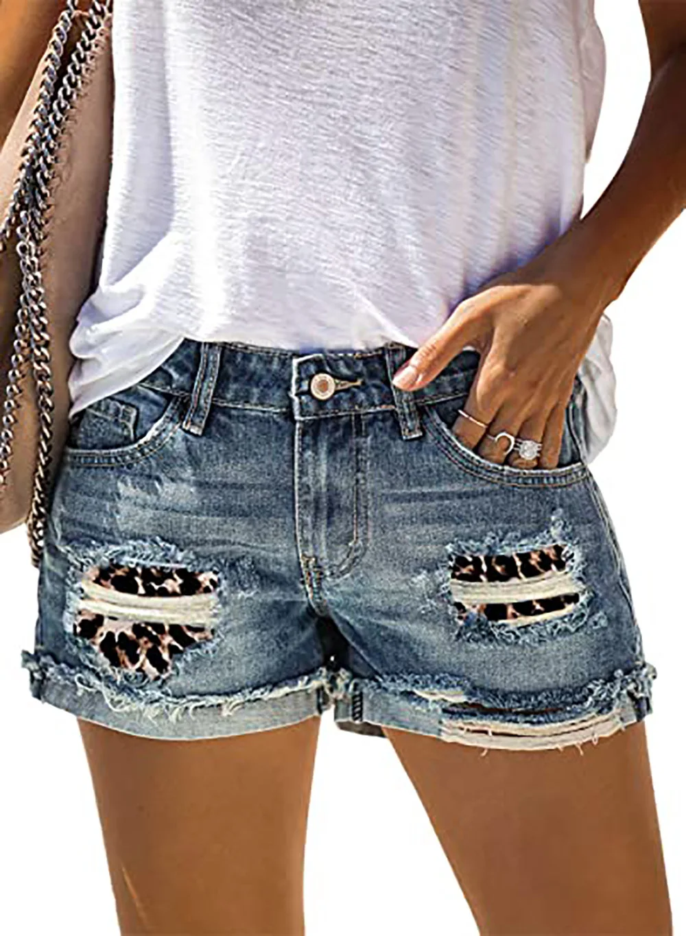 Summer Womens Hole Short Jeans Leopard Jean Shorts Casual Mid Waist Print Camouflage Ripped Patch Denim Shorts For Women XXL adidas shorts