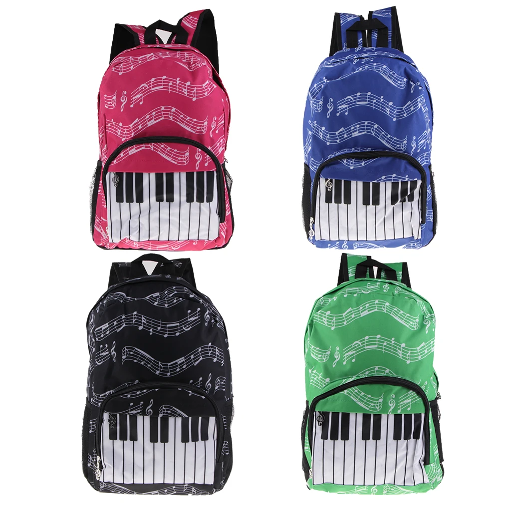 Piano Keyboard Music Note Backpack School Bag Shoulder Travel Daypack