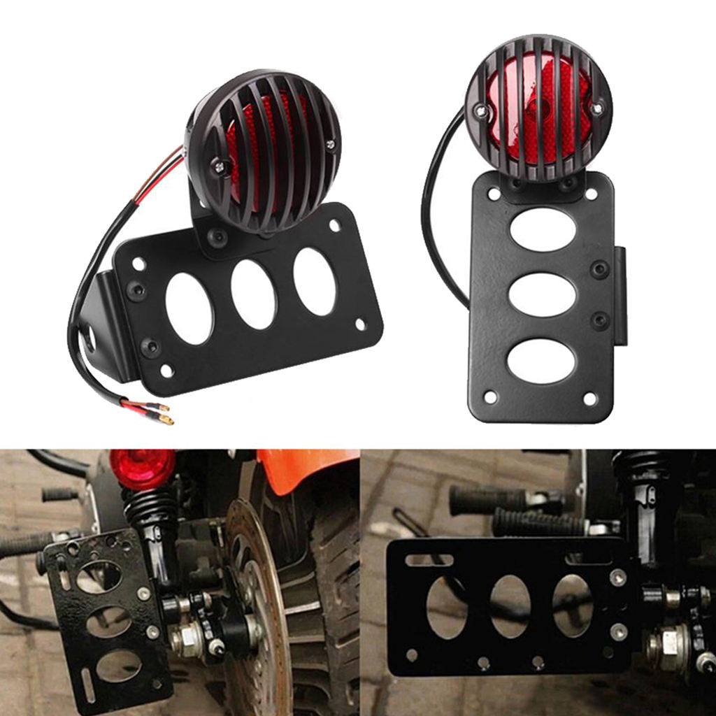 Side Mount Brake Tail Light License Plate Bracket for Harley Bobber Chopper