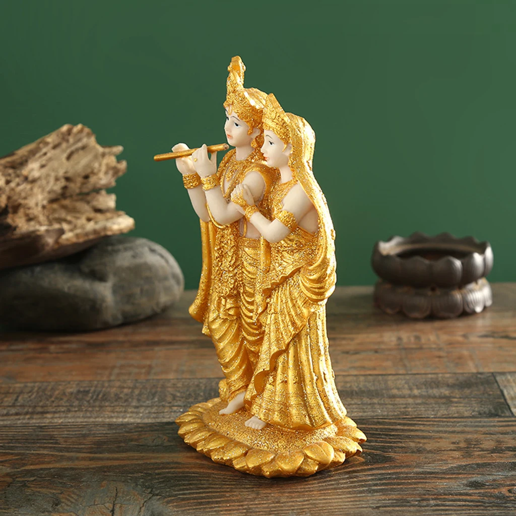 Radha Krishna Buddha Statue Resin Figurine Hindu Goddess Idol Deity Gifts