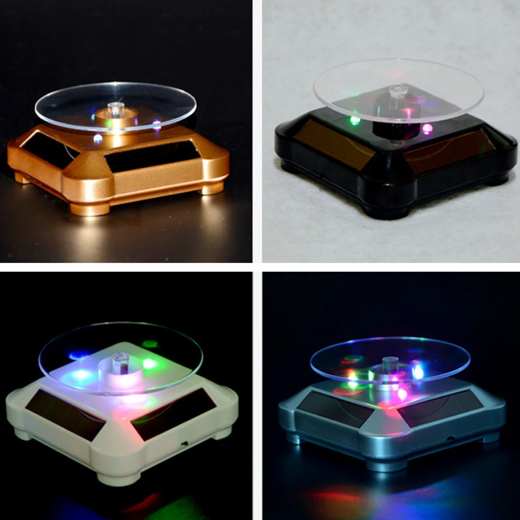 Solar Power Rotary Display Stand Turn Table with Changing Color Lights