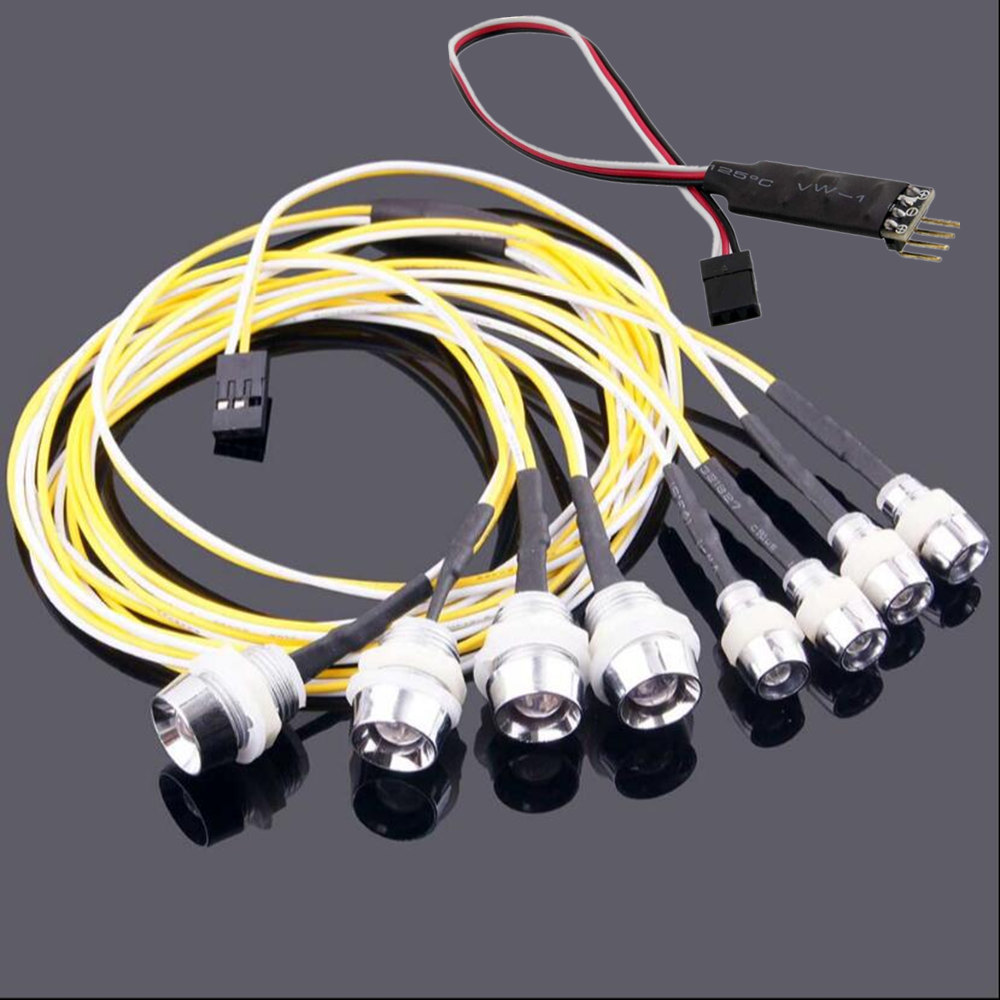 8Pieces LED Lamp with Remote Control Circuit Panel for 1/10 1/8 Traxxas HSP   CC01 Axial SCX10 Car
