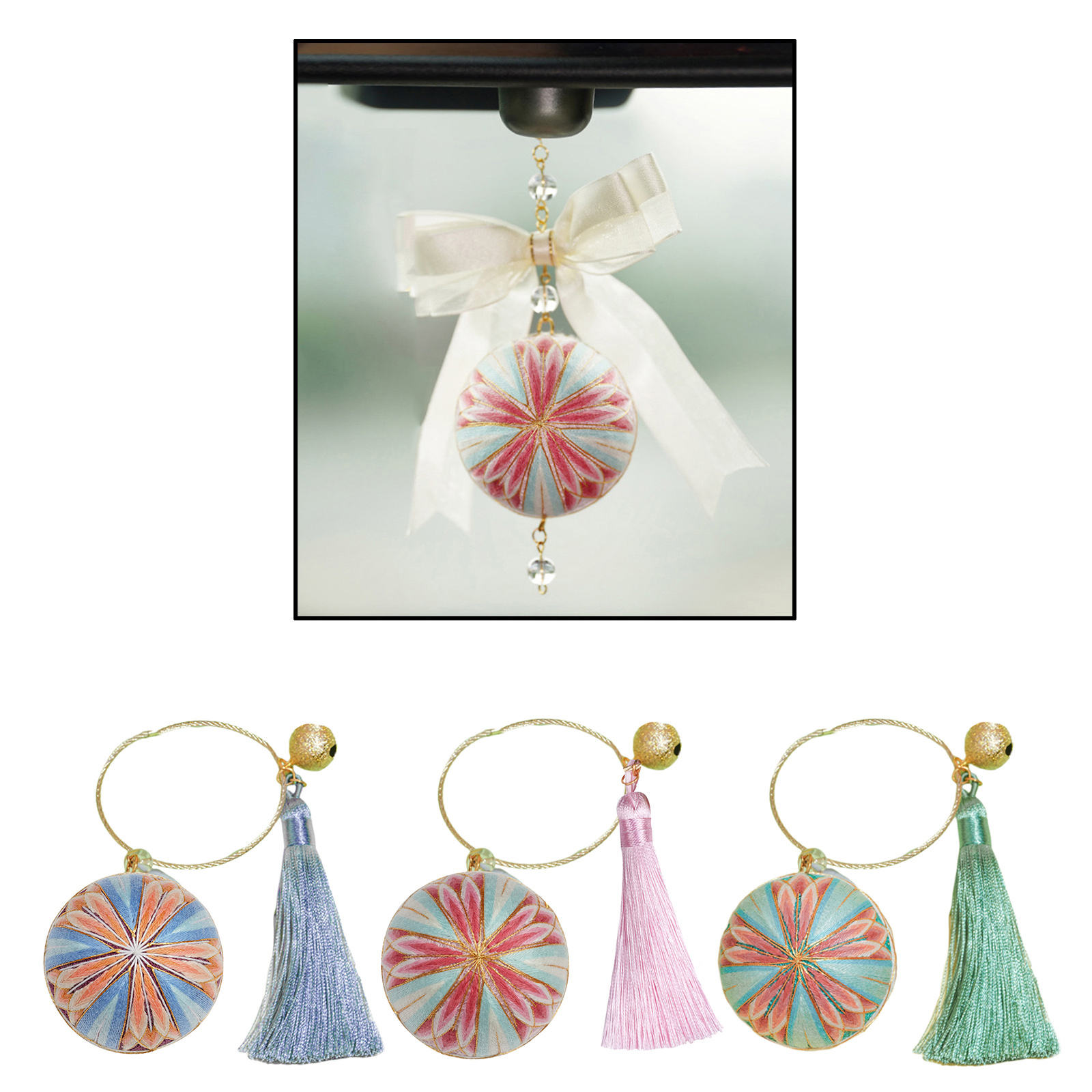 Traditional Thread Small Ball Crossstitching Hanging Temariball Handmade Temari Ball Embroidery Making for Adults