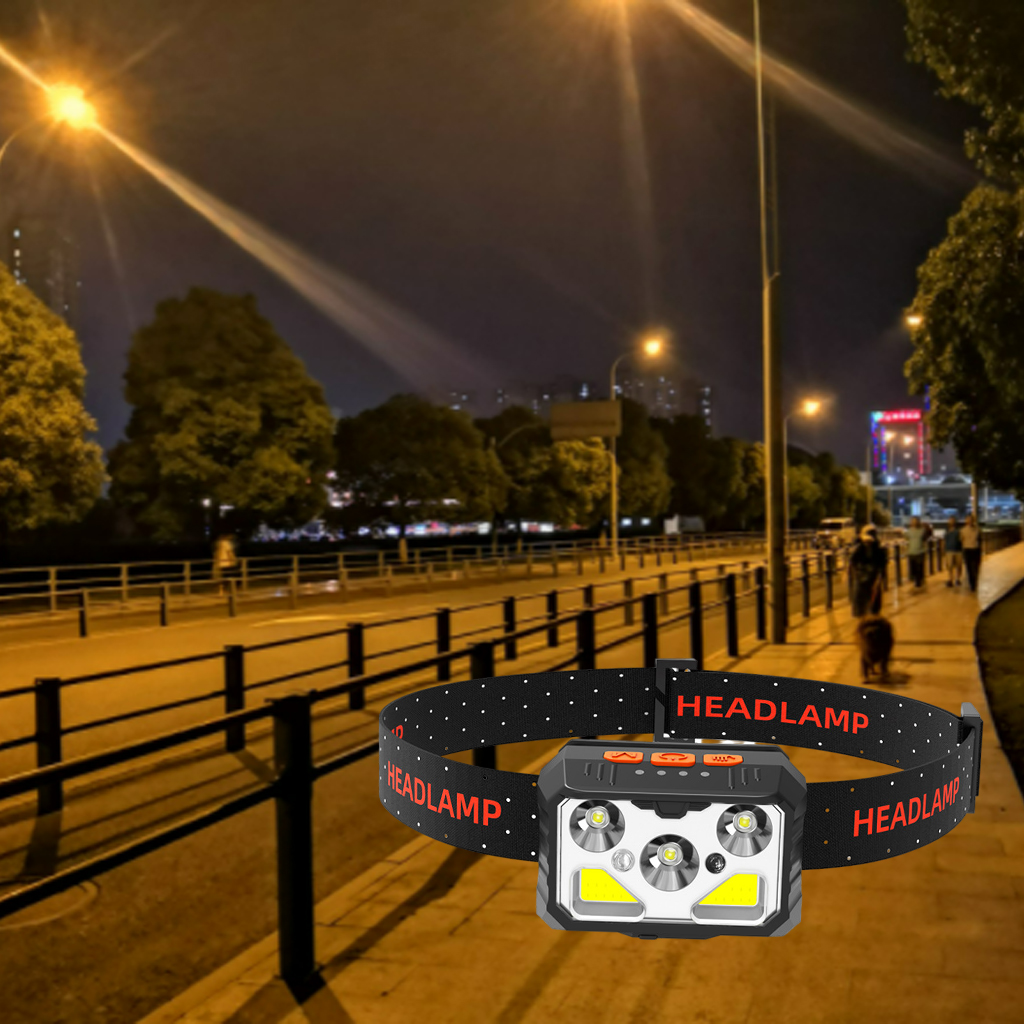 LED Headlamp Rechargeable, Super Bright, 6 Modes, Waterproof, Hand Sensor and Comfortable Headlamp Flashlights for Outdoor