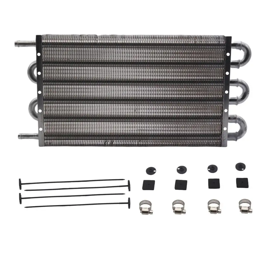6 Row Remote Transmission Oil Cooler Automatic Manual Radiator Converter Kit