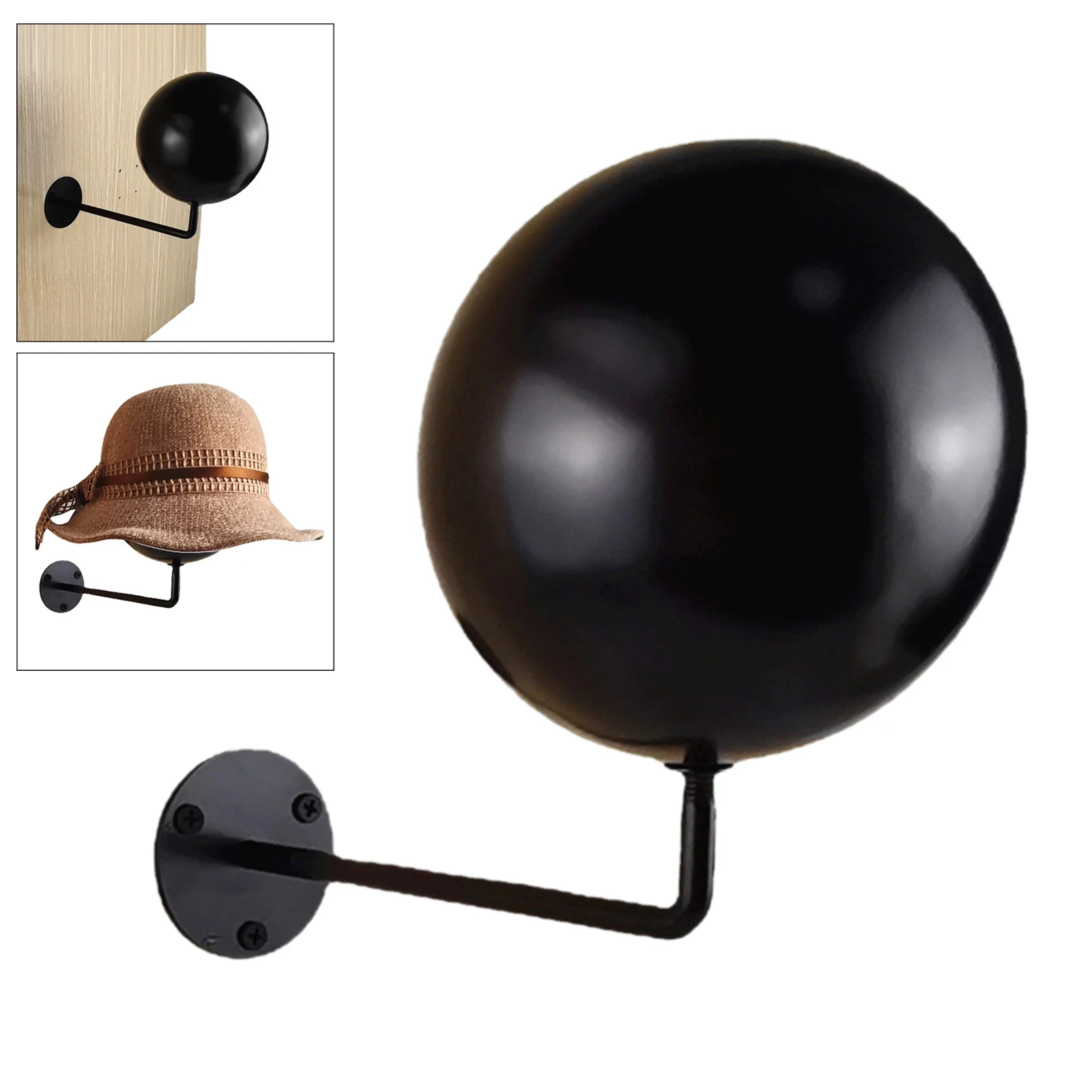 Durable Metal Wig Stand for Wigs, Hats, Bags, Clothing, Motorcycle Helmet H anger Holder Hook Black Save Space17.5x5cm
