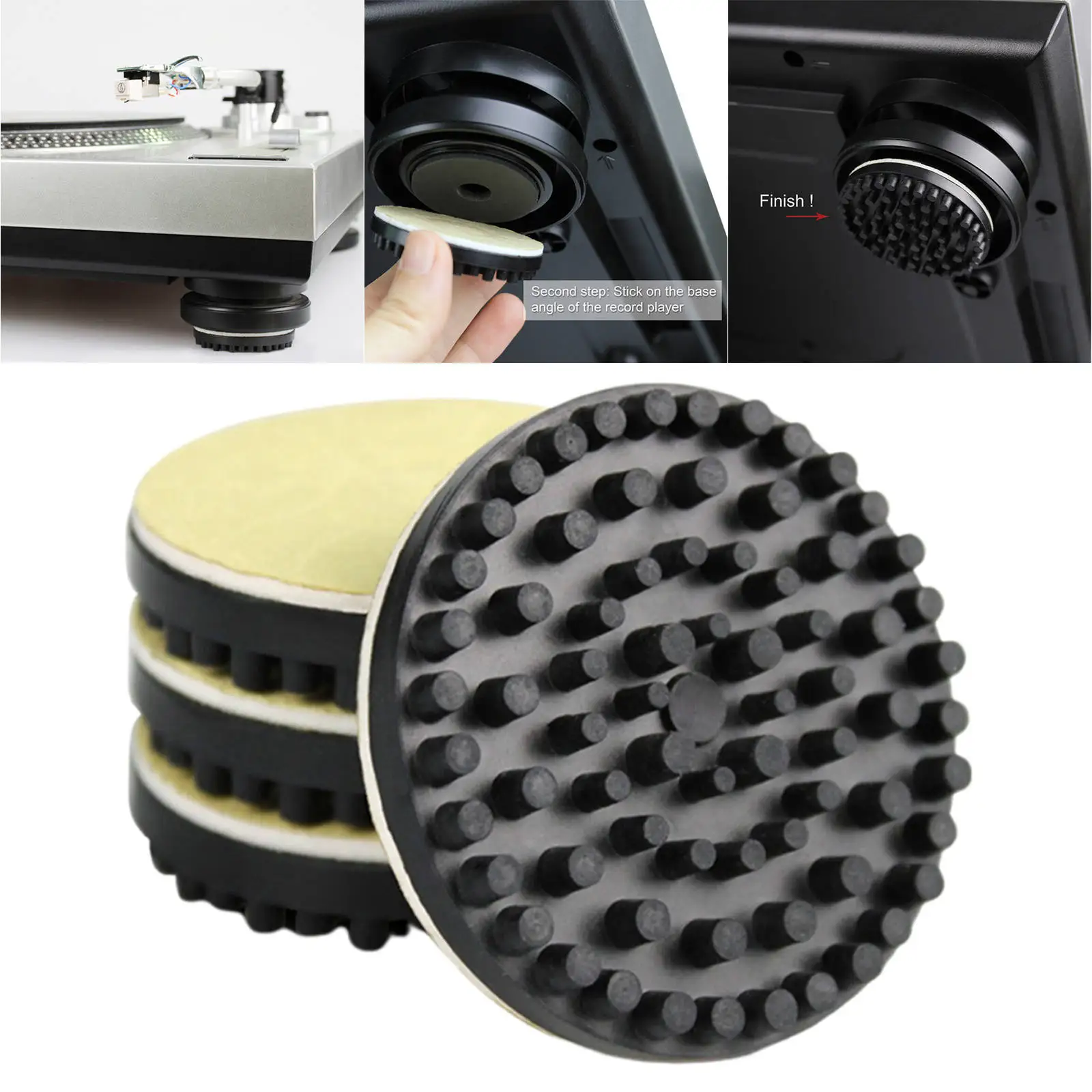 Rubber Turntable Isolation Feet Vibration-Absorption 2 inch Diameter Isolation Stand Feet Pads for Record Player Speakers Parts