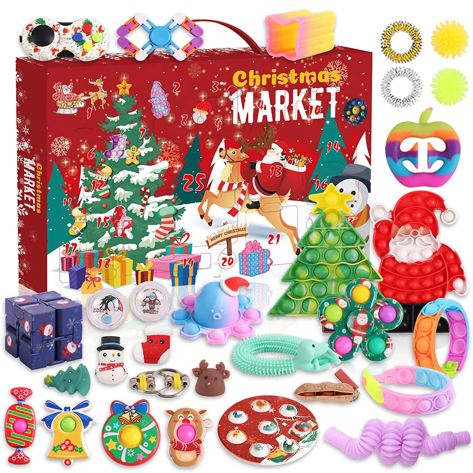2022クリスマスアドベントカレンダーのおもちゃ子供カウントダウンカレンダー24日ポップおもちゃクリスマスプッシュそのおもちゃセットパックギフトボックススクイーズ  おもちゃ - AliExpress