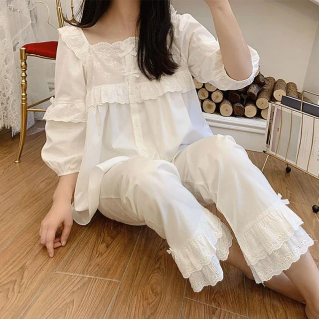 Sweet Embroidery 100% Cotton Nightgowns For Women Long Sleeve Plus Size  Sleepwear Spring Autumn Elegant Dress - AliExpress