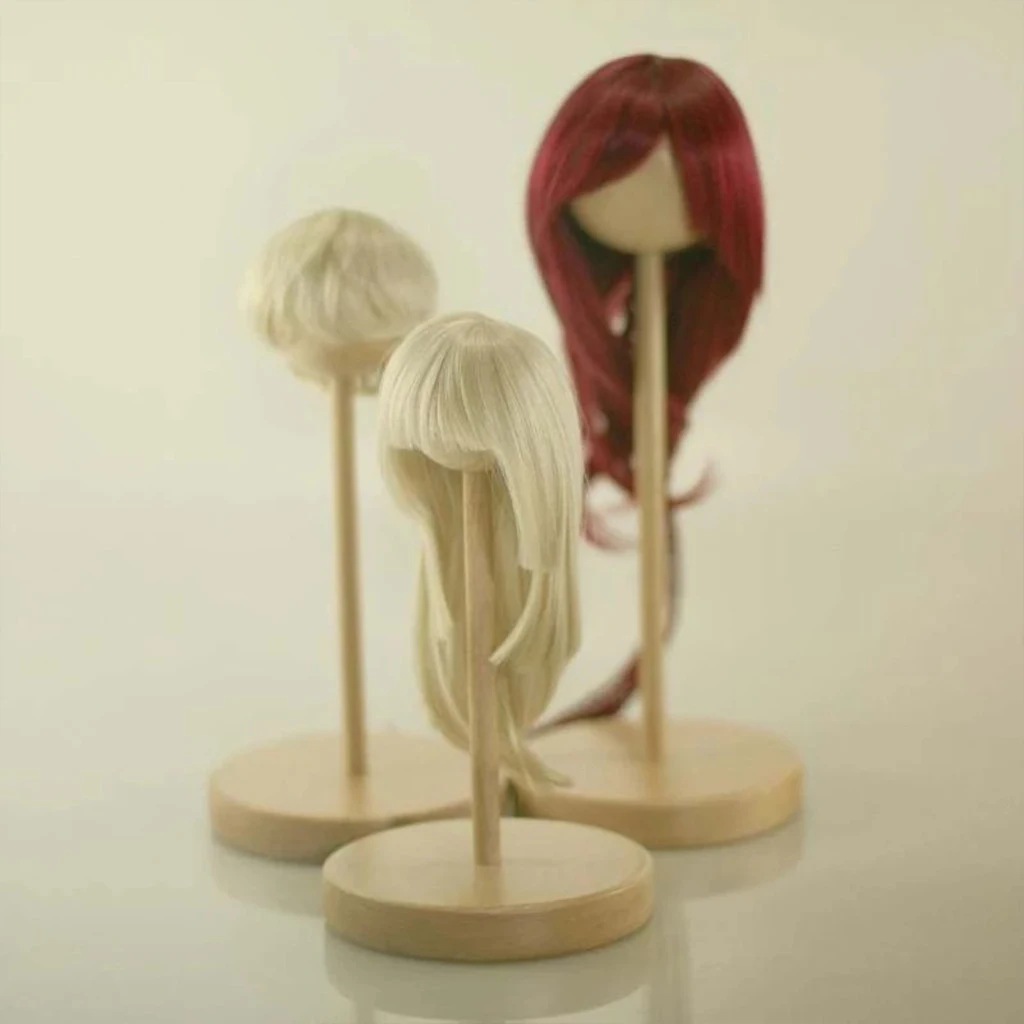 Retro Wig Stand Save Space for Doll Hairs Display Stand Wood Organizer Hanger Hat Holder Hanger Wig Display Stand Wig Hair Stand