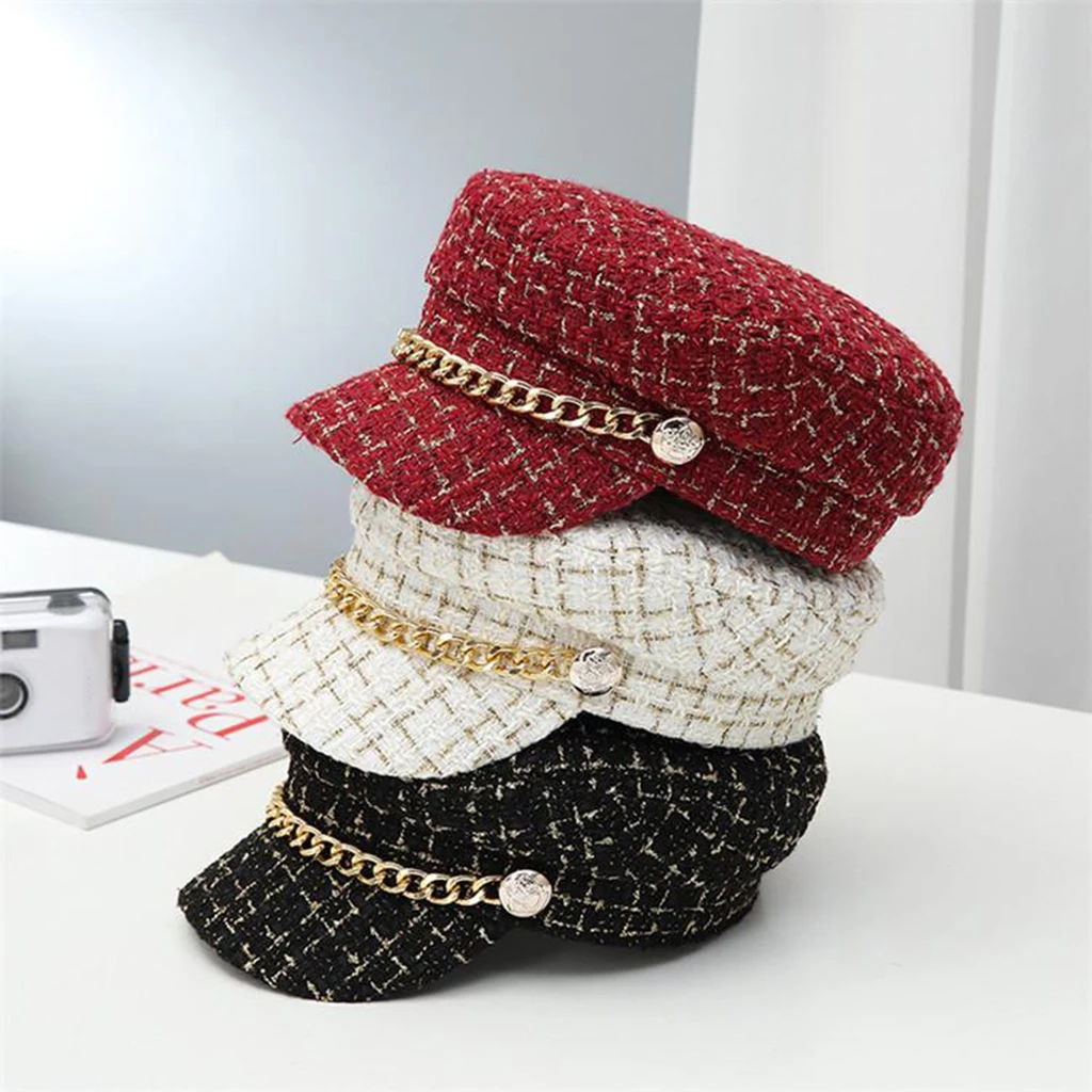 Women Tweed-Plaid Newsboy Hats Ladies Baker Boy Hat Flat Cap Visor Beret Hat Casual Peaked Hat Autumn and Winter Retro Style Women Tweed-Plaid Newsboy Hats Ladies Baker Boy Hat Flat Cap Visor Beret Hat Casual Peaked Hat Autumn and Winter Retro Style