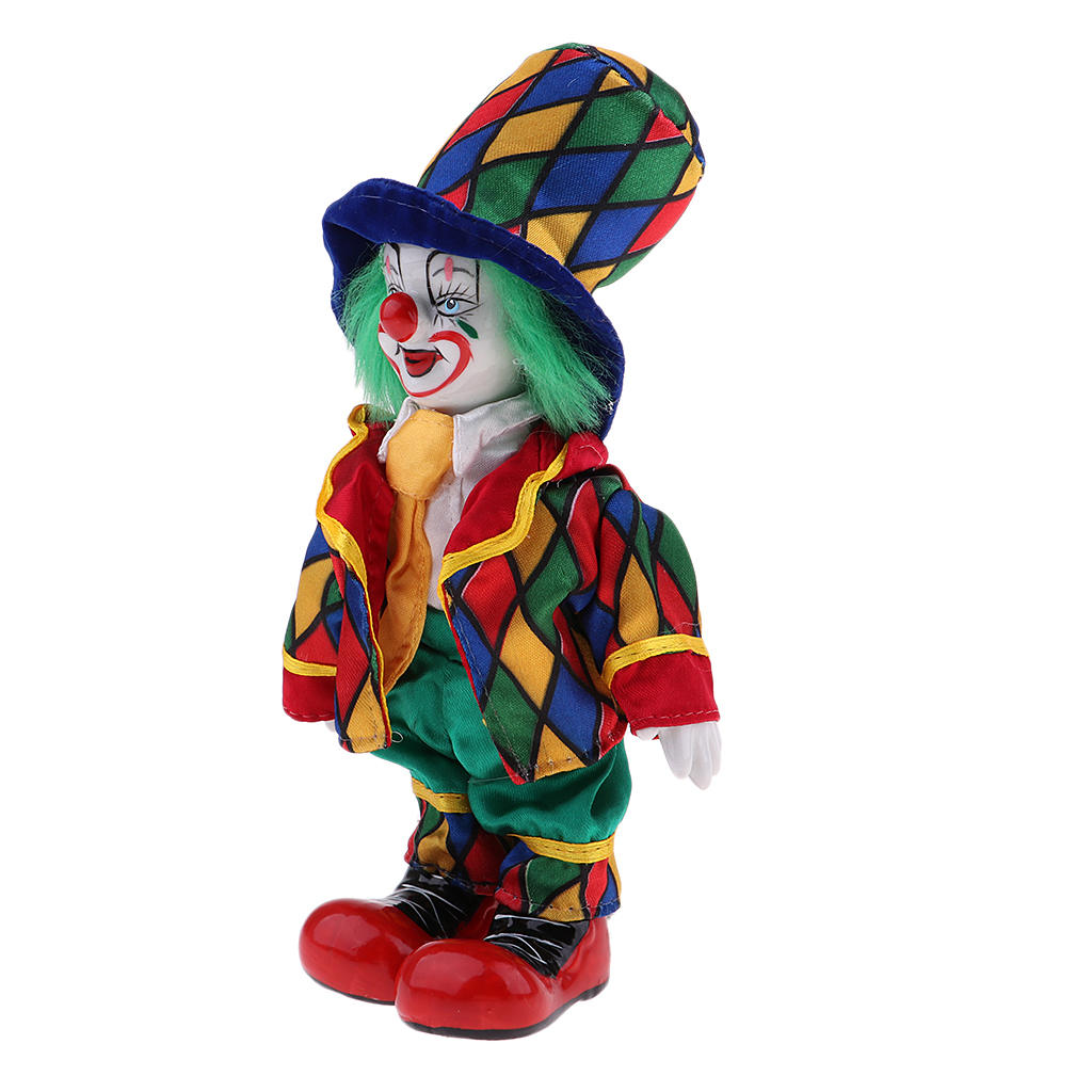 18cm/ 7.09 inch porcelain clown dolls Interesting Harlequin Smiling Clown Doll Standing Porcelain Doll Home Decor