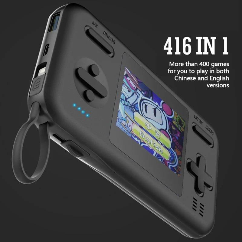 F3MA Handheld Game Console 2.8"Color Screen Retro Game Player Built-in 416 Classic Games with 8000mAh Fast Charger Power Bank