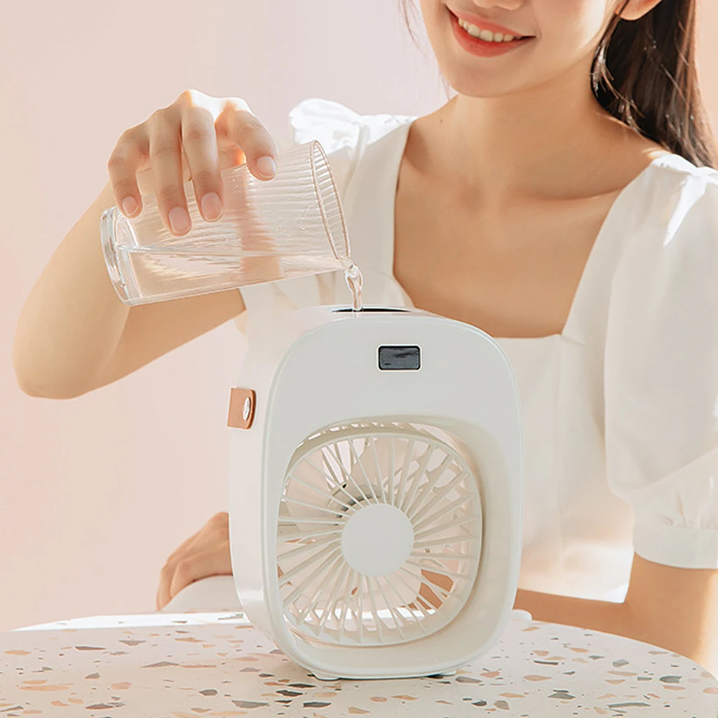 Cool Air Cooler Fan Air Conditioner Light Rechargeable Personal Cooling Fan Humidifier for Summer Bedroom Room