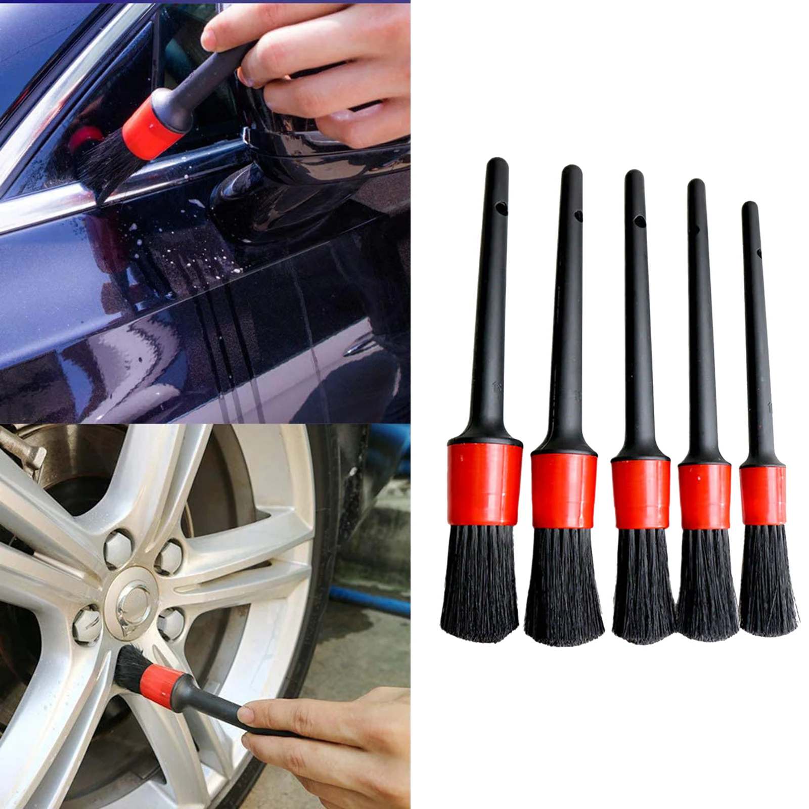 Multi-Purpose Car Detailing Brush Kit Vehicle Automotive Flexibler Bristles for Wheel Detail Clean Brush Tool