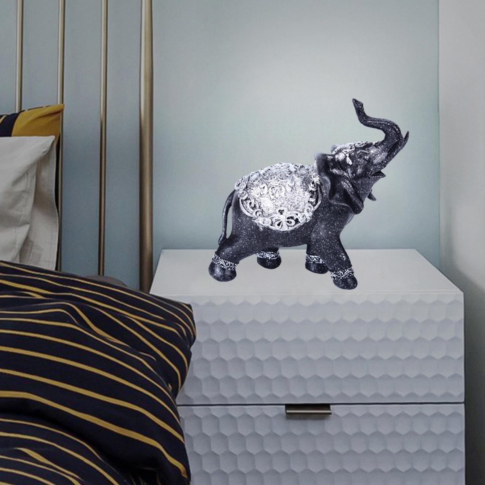 Elephant Figurine Auspicious Collectible Sculpture Statue for Cabinet Shelf