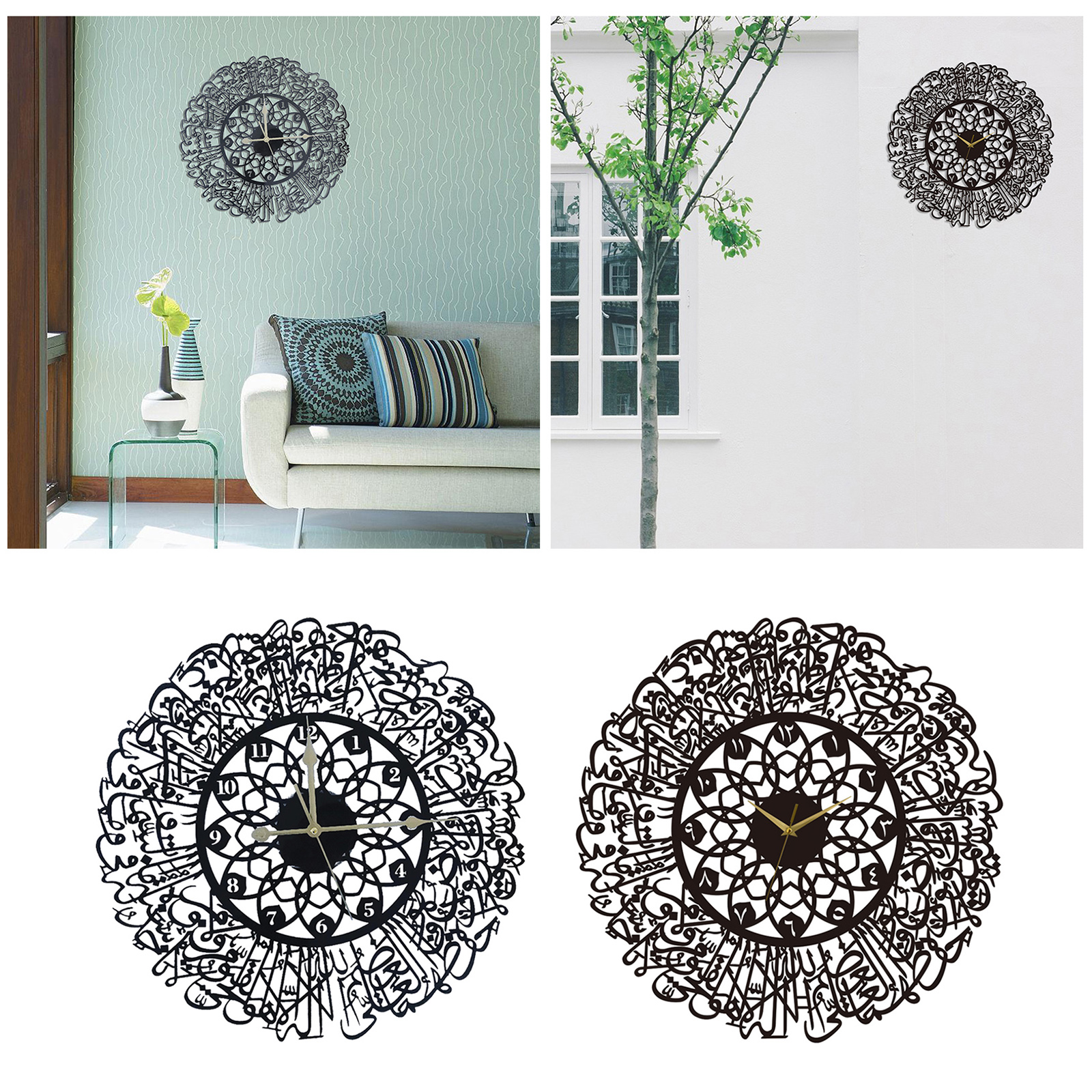 Acrylic Islamic Calligraphy Quartz Silent Wall Clock Pendulum Muslim Kids Room Nursery Bedroom Ramadan Decor