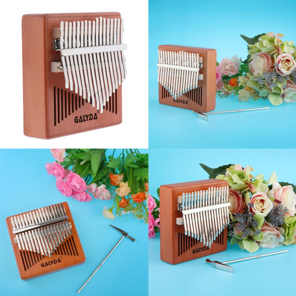 17 Keys Kalimba Mahogany Wooden Rainbow Thumb Piano Mbira Keyboard Instrument Tool Set Kit Gift for Adults Kids Music Lover