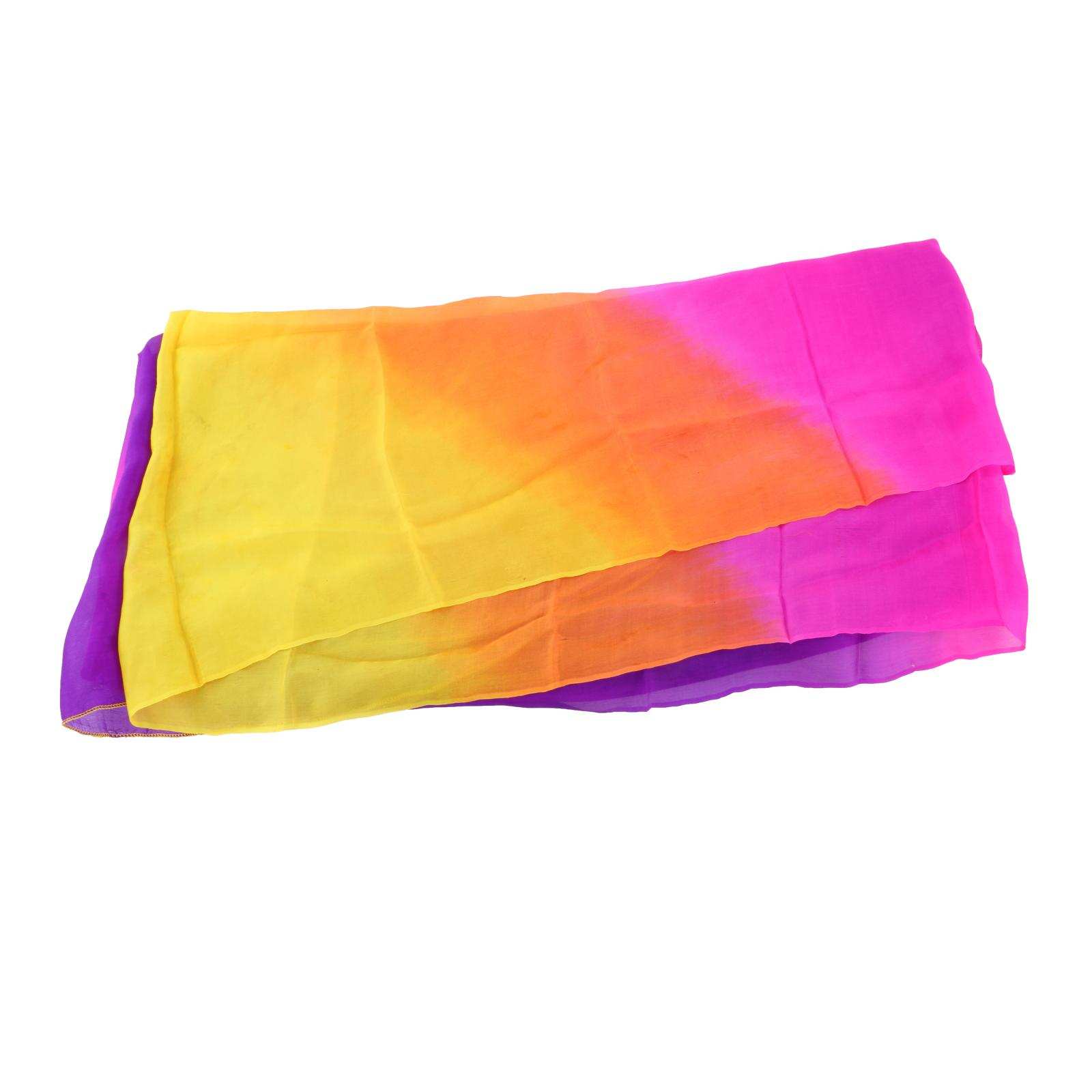 Colorful Gradient Women Silk Scarf Shawl Belly Dance Waving Scarf Veil