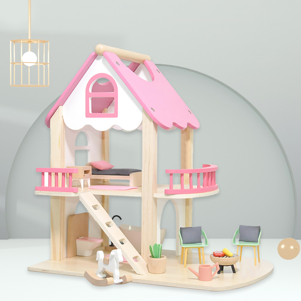 DIY Dollhouses Princess Pink Castle Play House Doll Accessories for Children on Birthday Holiday