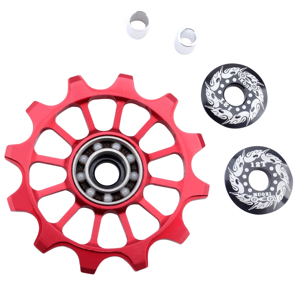 Bike Jockey Wheel Aluminum Alloy Cycling Bicycle Rear Derailleur Ceramic Bearing Guide Pulley 12T