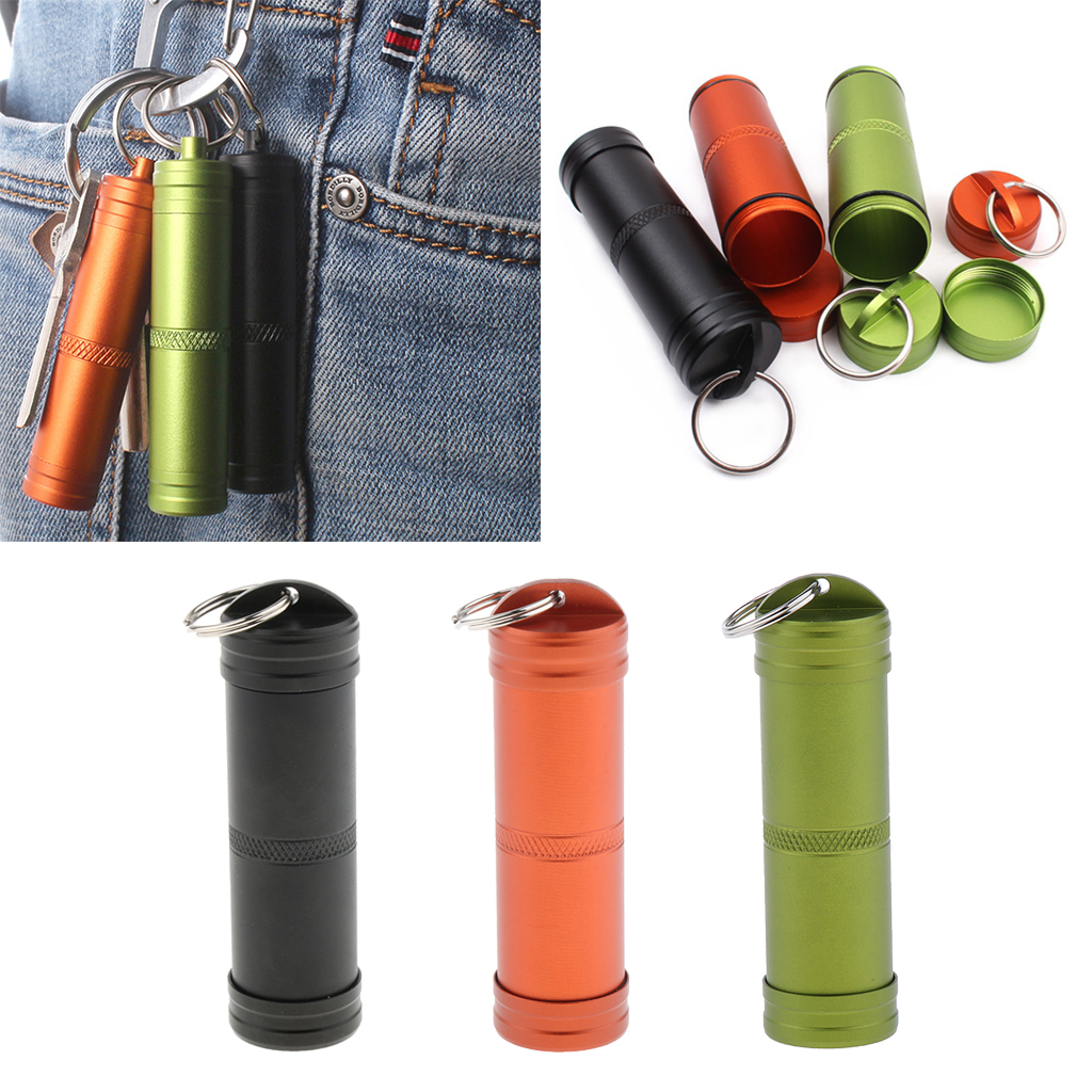 Waterproof Aluminum Pill Storage Box Capsule Container Bottle Case - green