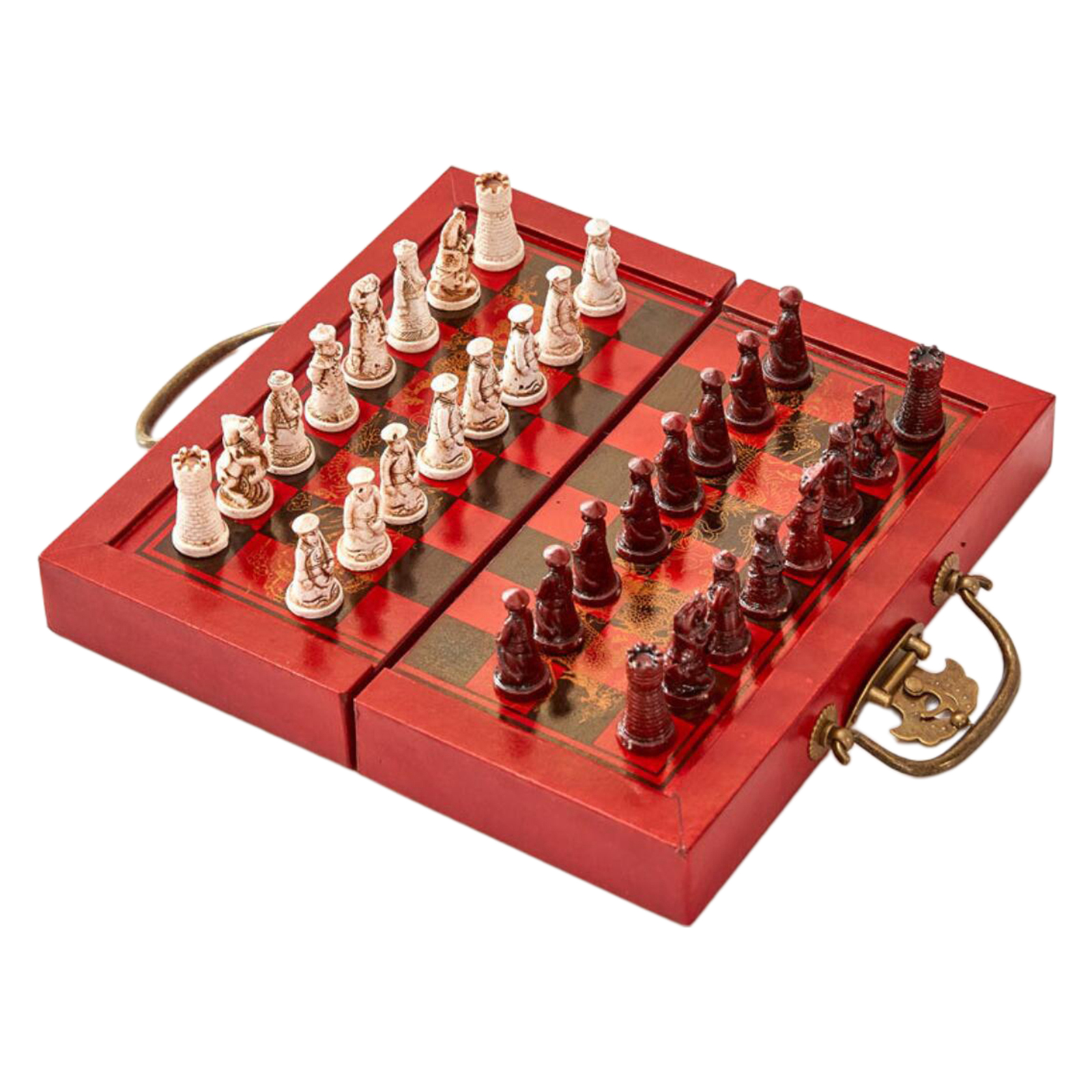 Travel Chess Set Chinese Ancient Figurines Chessman Pieces Chess Set for Kid