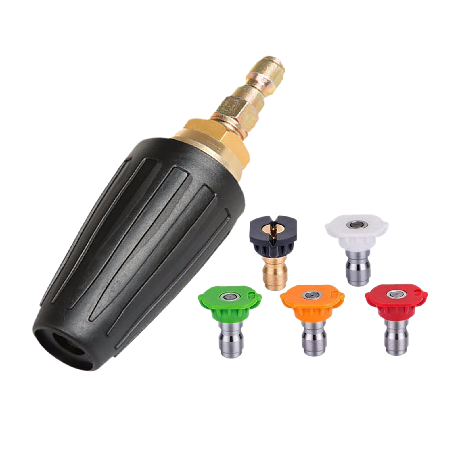 Quick-Connect Turbo Spray Nozzle for Pressure Washers with 5 Tips 1/4 Inch Quick Connect 0、15、25、40 Degrees,Soap