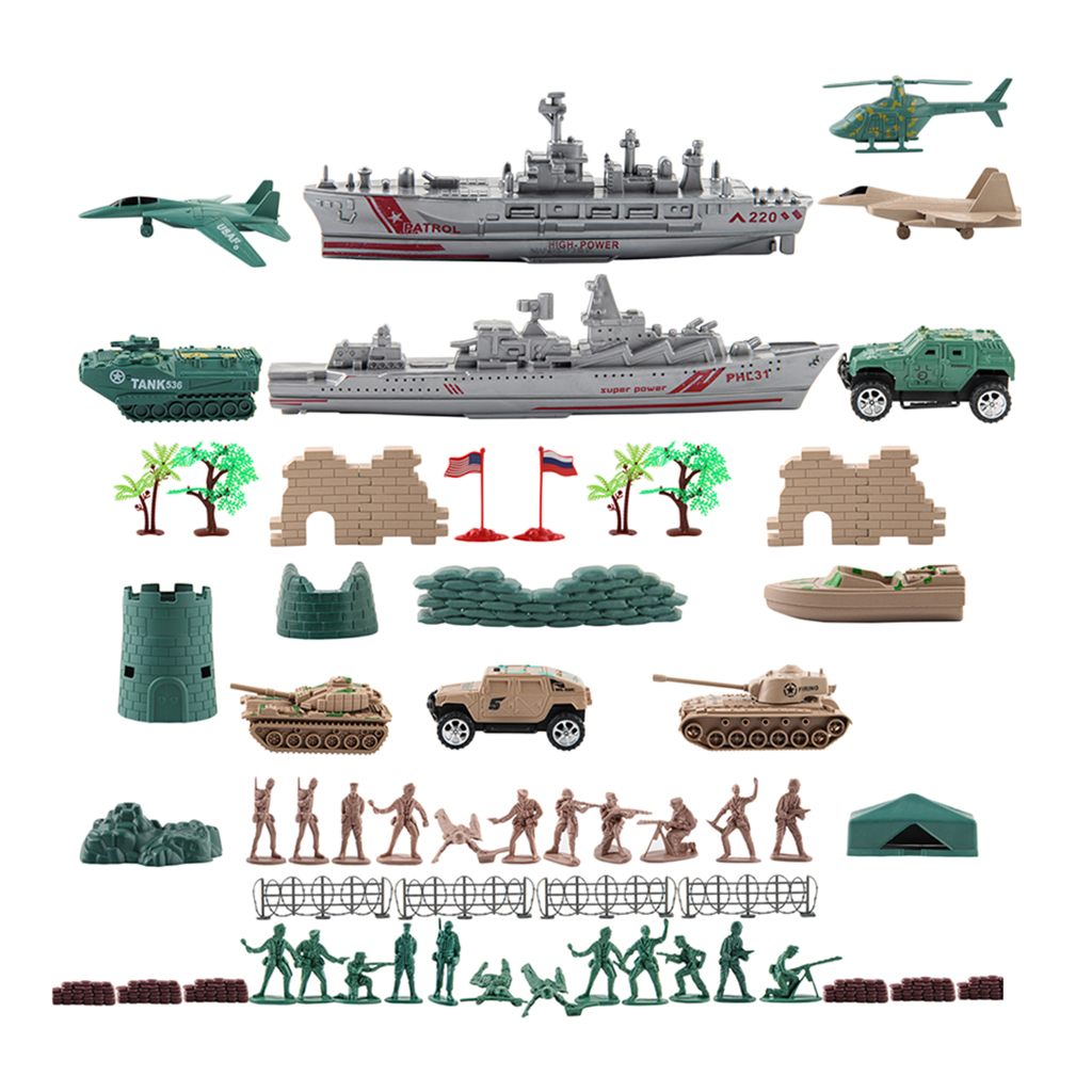 Pack of 57  Combat Soldiers Figures with Accessories Kids Toy Set