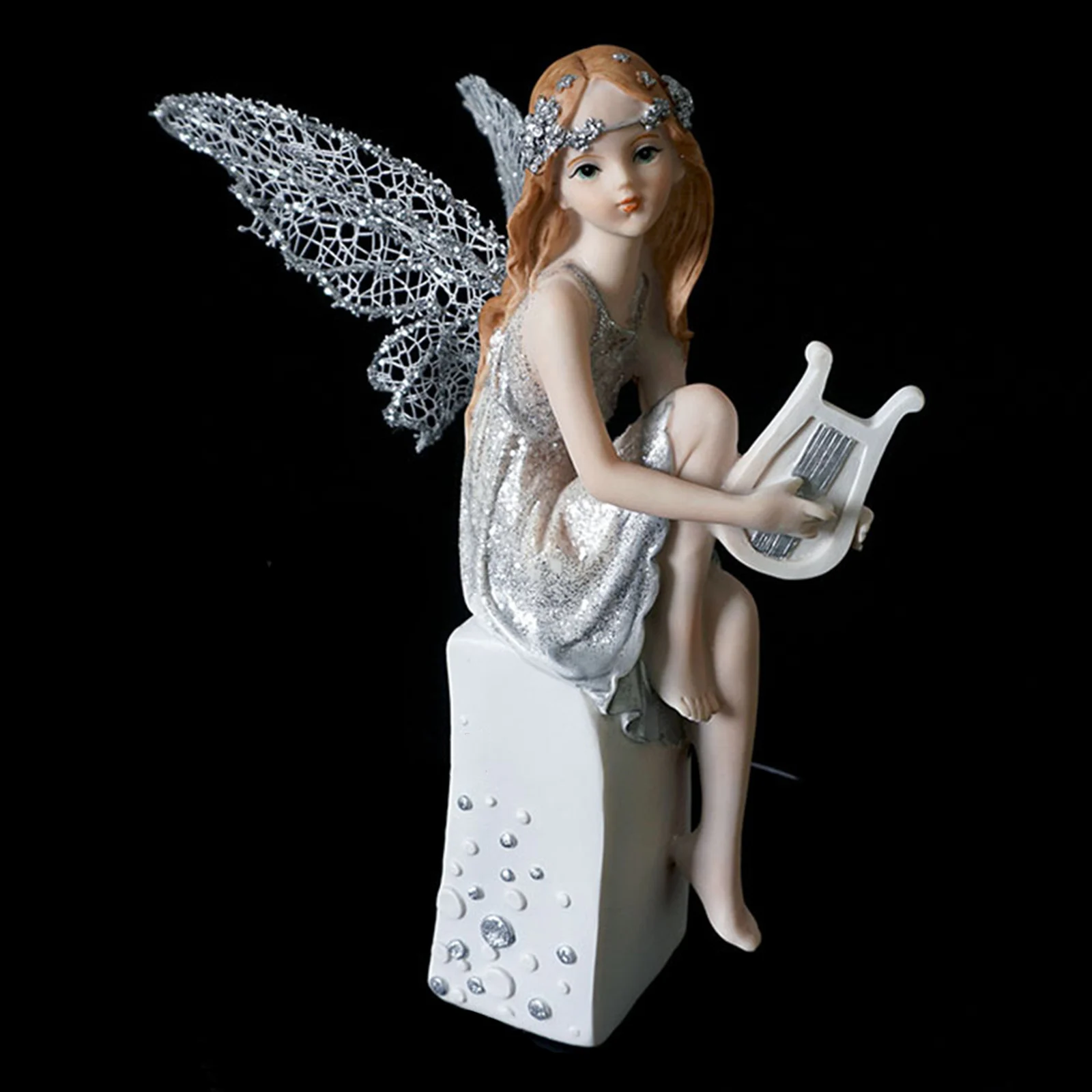 Music Fairy Figurine with Butterfly Fairy Garden Livingroom Office Desktop Wedding Party Ornament Home Decoration